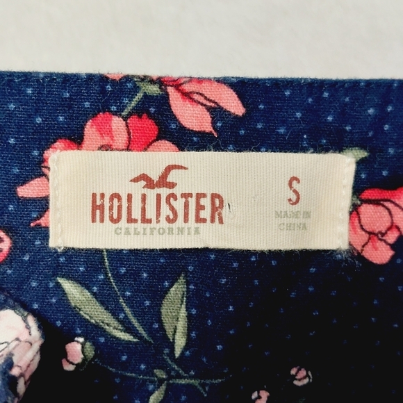 Hollister Floral Navy Blue Pinafore Mini Dress Stretch Academia Summer P6215 - Picture 5 of 8